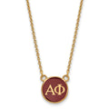 Sterling Silver Gold-plated LogoArt Alpha Phi Sorority Greek Letters Small Color Enamel Pendant 18 inch Necklace