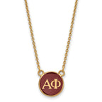 Sterling Silver Gold-plated LogoArt Alpha Phi Sorority Greek Letters Small Color Enamel Pendant 18 inch Necklace