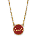 Sterling Silver Gold-plated LogoArt Alpha Sigma Alpha Sorority Greek Letters Small Color Enamel Pendant 18 inch Necklace