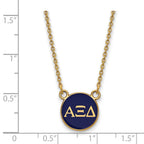 Sterling Silver Gold-plated LogoArt Alpha Xi Delta Sorority Greek Letters Small Color Enamel Pendant 18 inch Necklace