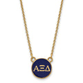 Sterling Silver Gold-plated LogoArt Alpha Xi Delta Sorority Greek Letters Small Color Enamel Pendant 18 inch Necklace