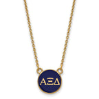 Sterling Silver Gold-plated LogoArt Alpha Xi Delta Sorority Greek Letters Small Color Enamel Pendant 18 inch Necklace