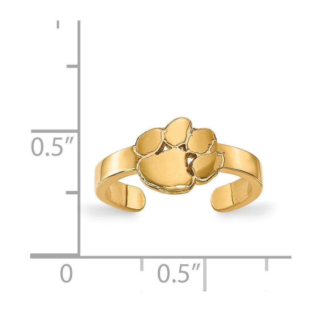 Sterling Silver Gold-plated LogoArt Clemson University Tiger Paw Toe Ring
