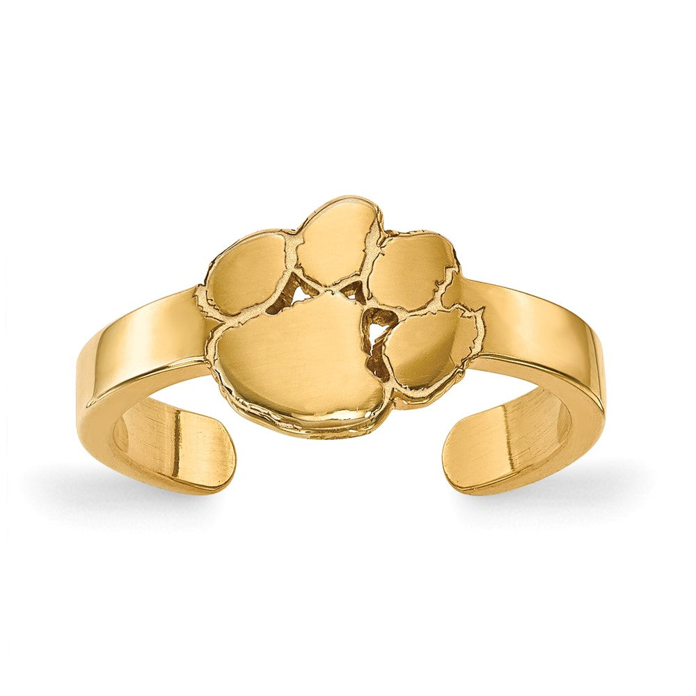Sterling Silver Gold-plated LogoArt Clemson University Tiger Paw Toe Ring