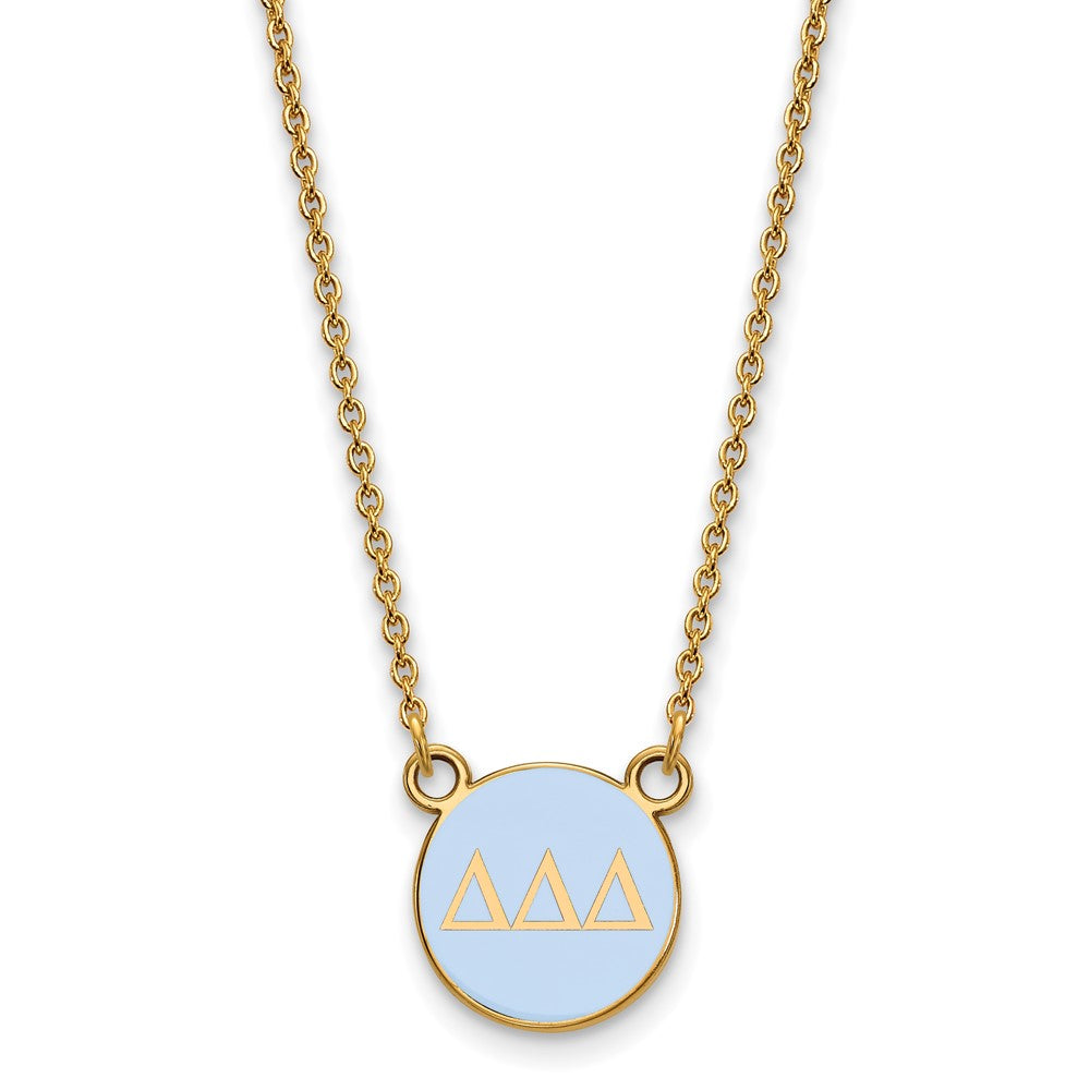 Sterling Silver Gold-plated LogoArt Delta Delta Delta Sorority Greek Letters Small Color Enamel Pendant 18 inch Necklace