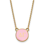 Sterling Silver Gold-plated LogoArt Delta Gamma Sorority Greek Letters Small Color Enamel Pendant 18 inch Necklace