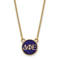 Sterling Silver Gold-plated LogoArt Delta Phi Epsilon Sorority Greek Letters Small Color Enamel Pendant 18 inch Necklace