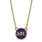 Sterling Silver Gold-plated LogoArt Delta Phi Epsilon Sorority Greek Letters Small Color Enamel Pendant 18 inch Necklace