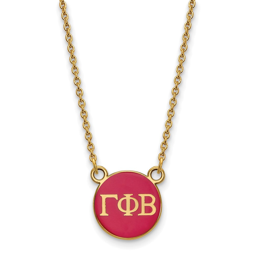 Sterling Silver Gold-plated LogoArt Gamma Phi Beta Sorority Greek Letters Small Color Enamel Pendant 18 inch Necklace