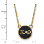 Sterling Silver Gold-plated LogoArt Kappa Alpha Theta Sorority Greek Letters Small Color Enamel Pendant 18 inch Necklace