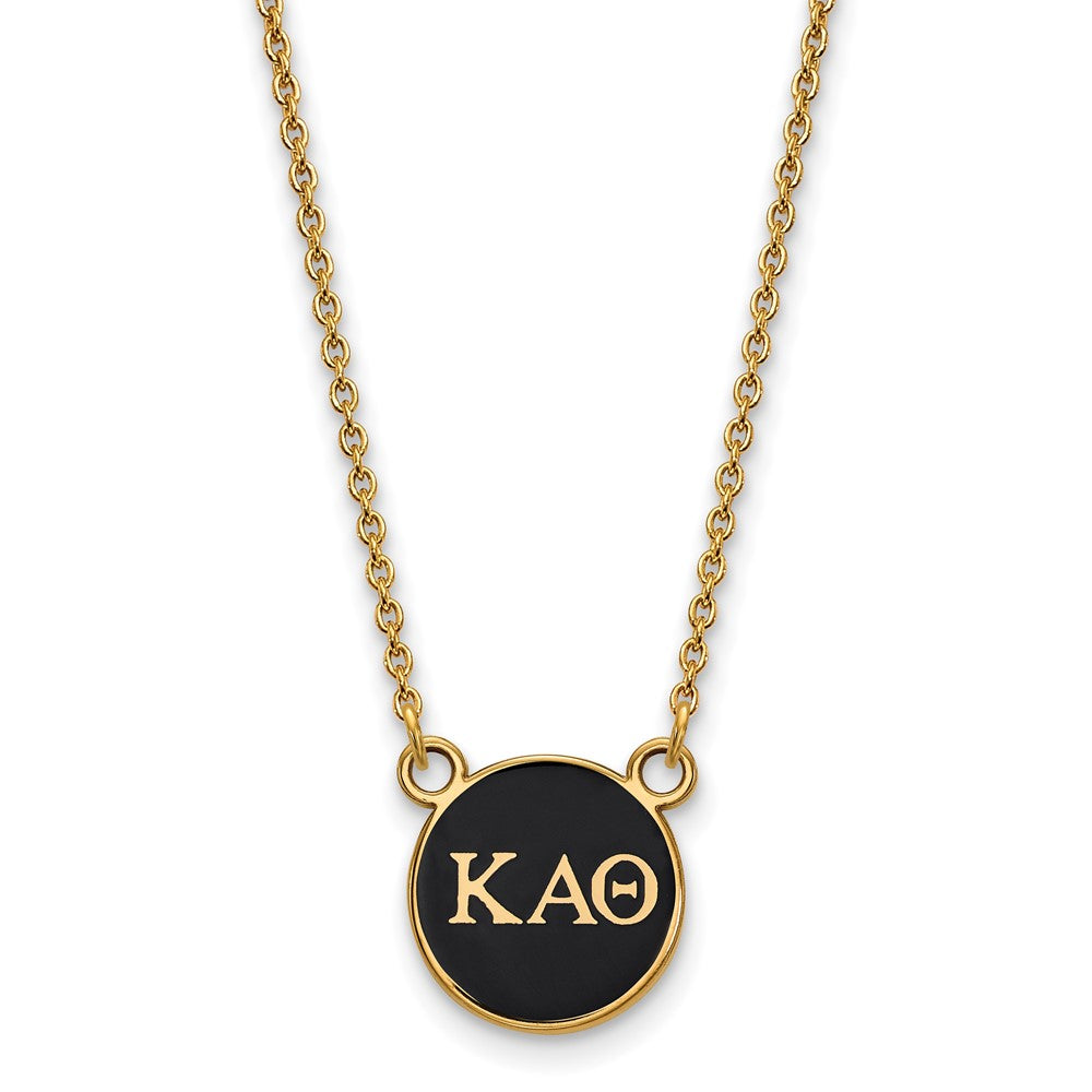 Sterling Silver Gold-plated LogoArt Kappa Alpha Theta Sorority Greek Letters Small Color Enamel Pendant 18 inch Necklace