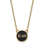 Sterling Silver Gold-plated LogoArt Kappa Alpha Theta Sorority Greek Letters Small Color Enamel Pendant 18 inch Necklace