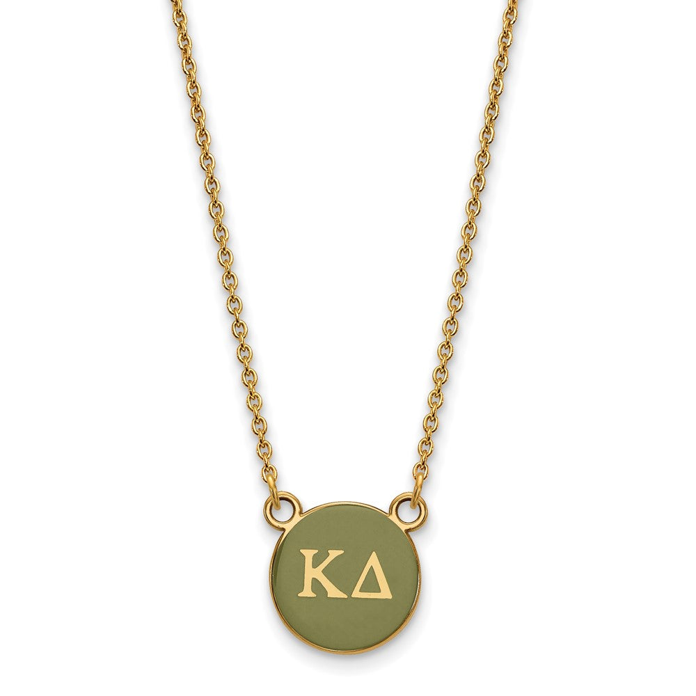 Sterling Silver Gold-plated LogoArt Kappa Delta Sorority Greek Letters Small Color Enamel Pendant 18 inch Necklace