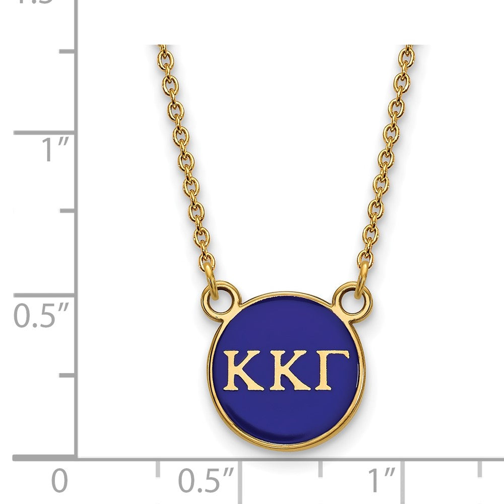 Sterling Silver Gold-plated LogoArt Kappa Kappa Gamma Sorority Greek Letters Small Color Enamel Pendant 18 inch Necklace