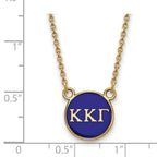 Sterling Silver Gold-plated LogoArt Kappa Kappa Gamma Sorority Greek Letters Small Color Enamel Pendant 18 inch Necklace