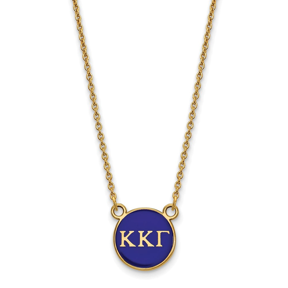 Sterling Silver Gold-plated LogoArt Kappa Kappa Gamma Sorority Greek Letters Small Color Enamel Pendant 18 inch Necklace