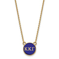 Sterling Silver Gold-plated LogoArt Kappa Kappa Gamma Sorority Greek Letters Small Color Enamel Pendant 18 inch Necklace