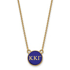 Sterling Silver Gold-plated LogoArt Kappa Kappa Gamma Sorority Greek Letters Small Color Enamel Pendant 18 inch Necklace