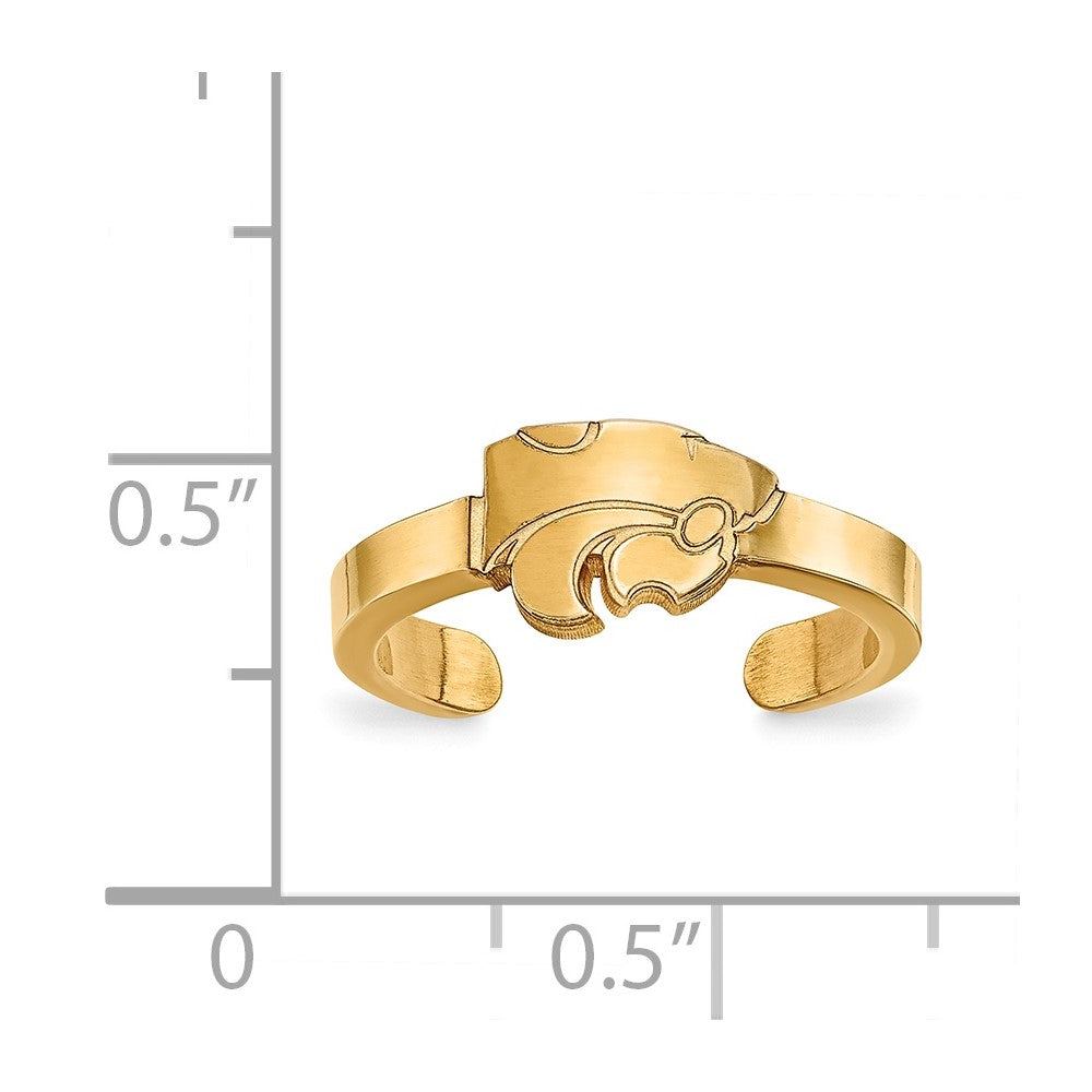 Sterling Silver Gold-plated LogoArt Kansas State University Wildcat Toe Ring