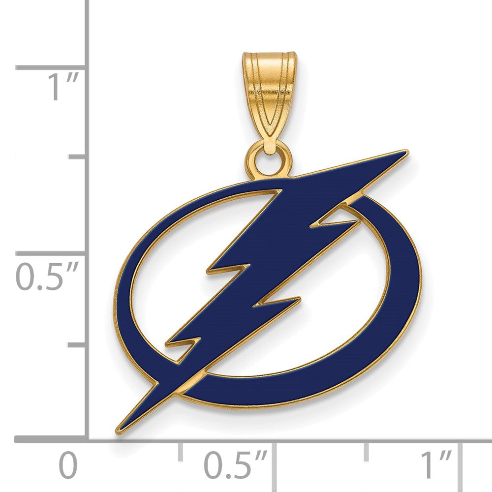 Sterling Silver Gold-plated NHL LogoArt Tampa Bay Lightning Large Enameled Pendant