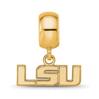 Sterling Silver Gold-plated LogoArt Louisiana State University L-S-U Extra Small Dangle Bead Charm