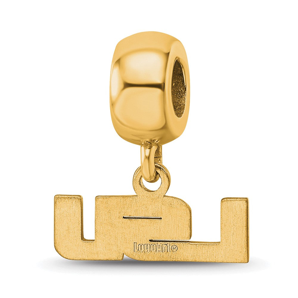 Sterling Silver Gold-plated LogoArt Louisiana State University L-S-U Extra Small Dangle Bead Charm