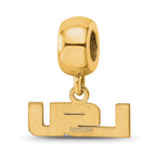 Sterling Silver Gold-plated LogoArt Louisiana State University L-S-U Extra Small Dangle Bead Charm