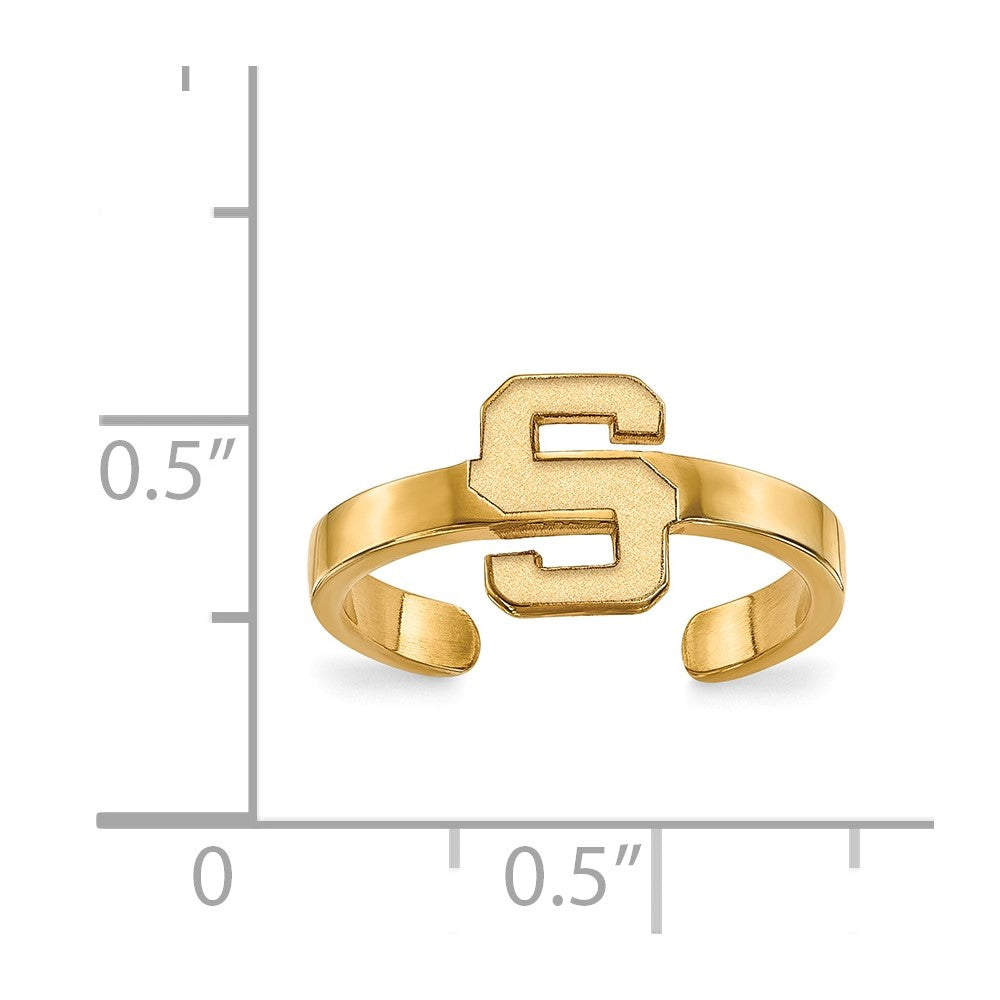Sterling Silver Gold-plated LogoArt Michigan State University Letter S Toe Ring
