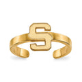 Sterling Silver Gold-plated LogoArt Michigan State University Letter S Toe Ring