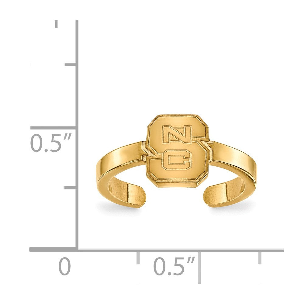 Sterling Silver Gold-plated LogoArt North Carolina State University N-C-S Toe Ring