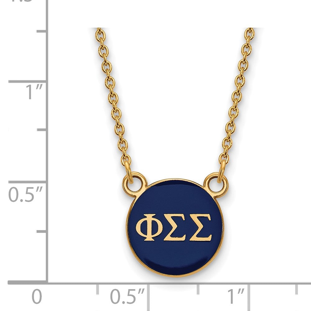 Sterling Silver Gold-plated LogoArt Phi Sigma Sigma Sorority Greek Letters Small Color Enamel Pendant 18 inch Necklace