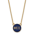 Sterling Silver Gold-plated LogoArt Phi Sigma Sigma Sorority Greek Letters Small Color Enamel Pendant 18 inch Necklace