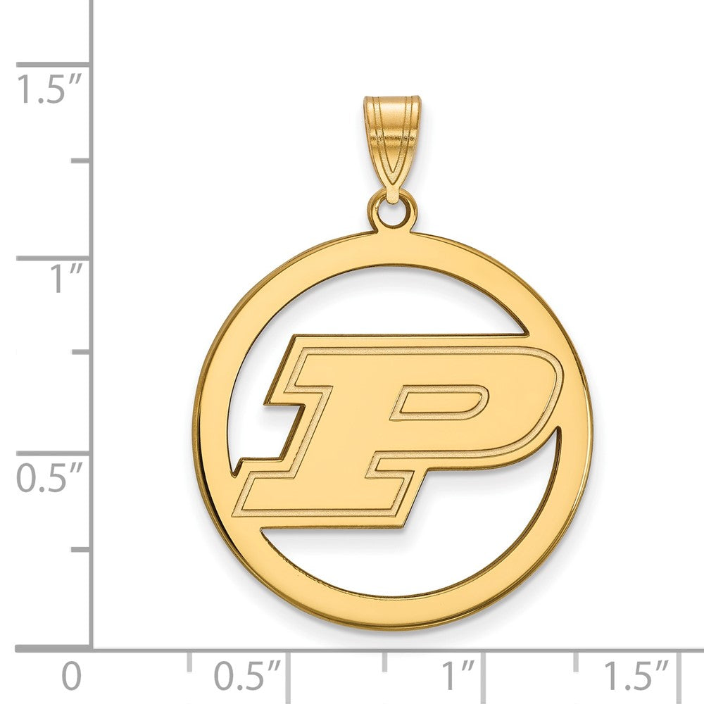 Sterling Silver Gold-plated LogoArt Purdue University Letter P Extra Large Circle Pendant