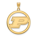 Sterling Silver Gold-plated LogoArt Purdue University Letter P Extra Large Circle Pendant