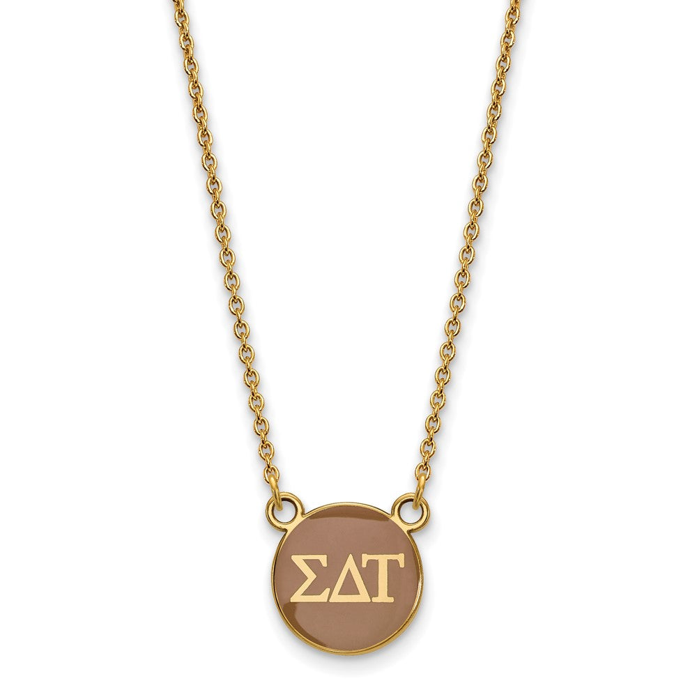 Sterling Silver Gold-plated LogoArt Sigma Delta Tau Sorority Greek Letters Small Color Enamel Pendant 18 inch Necklace