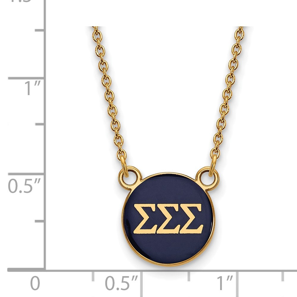 Sterling Silver Gold-plated LogoArt Sigma Sigma Sigma Sorority Greek Letters Small Color Enamel Pendant 18 inch Necklace