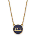 Sterling Silver Gold-plated LogoArt Sigma Sigma Sigma Sorority Greek Letters Small Color Enamel Pendant 18 inch Necklace