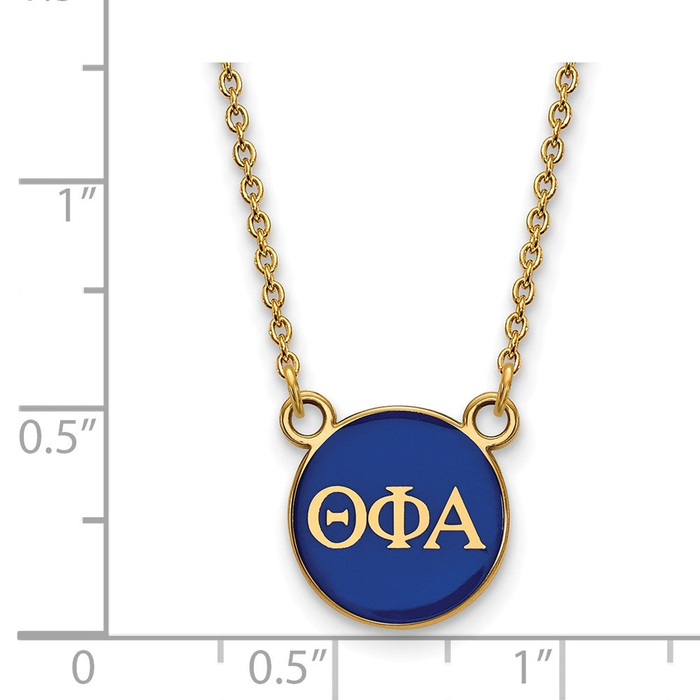 Sterling Silver Gold-plated LogoArt Theta Phi Alpha Sorority Greek Letters Small Color Enamel Pendant 18 inch Necklace