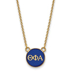 Sterling Silver Gold-plated LogoArt Theta Phi Alpha Sorority Greek Letters Small Color Enamel Pendant 18 inch Necklace