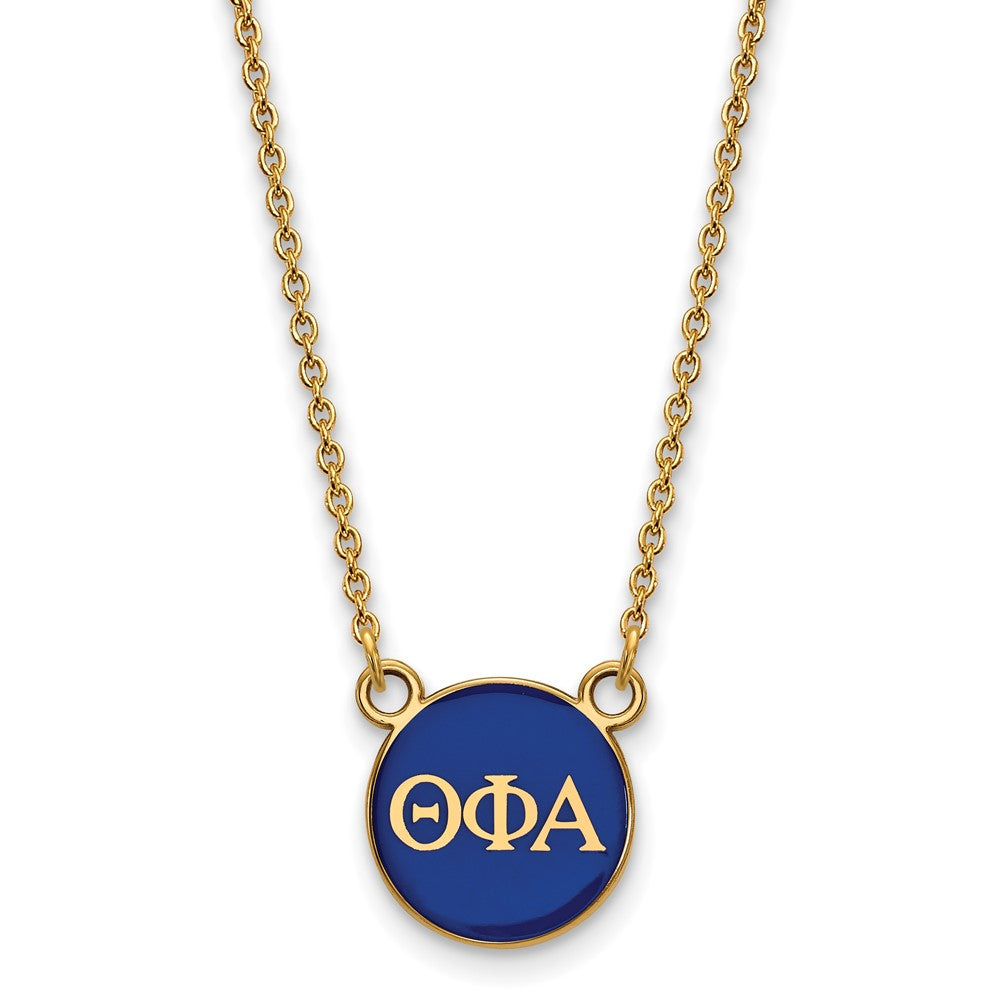 Sterling Silver Gold-plated LogoArt Theta Phi Alpha Sorority Greek Letters Small Color Enamel Pendant 18 inch Necklace