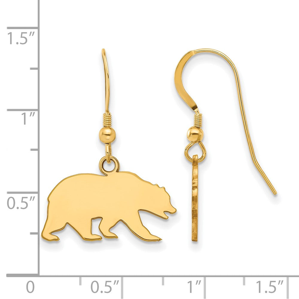 Sterling Silver Gold-plated LogoArt University of California Berkeley Bear Small Dangle Wire Earrings