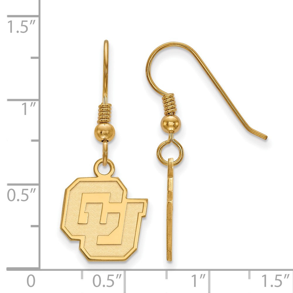 Sterling Silver Gold-plated LogoArt University of Colorado C-U Small Dangle Wire Earrings