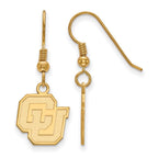 Sterling Silver Gold-plated LogoArt University of Colorado C-U Small Dangle Wire Earrings