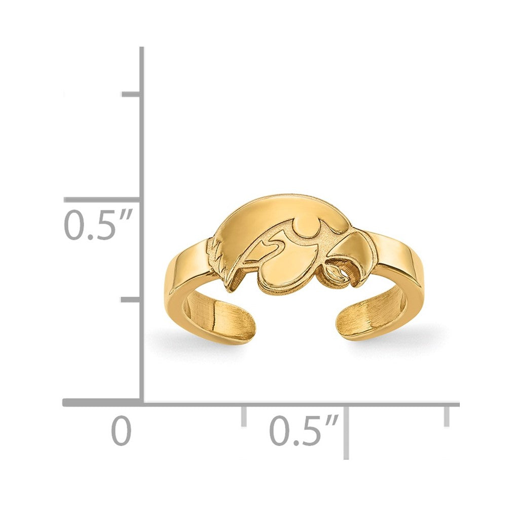 Sterling Silver Gold-plated LogoArt University of Iowa Hawk Toe Ring