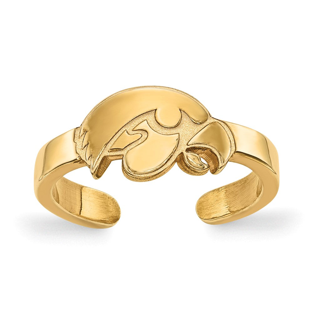 Sterling Silver Gold-plated LogoArt University of Iowa Hawk Toe Ring