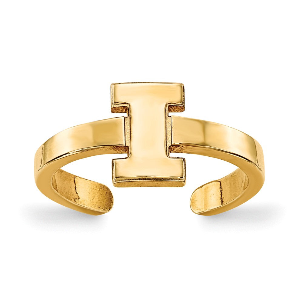 Sterling Silver Gold-plated LogoArt University of Illinois Letter I Toe Ring
