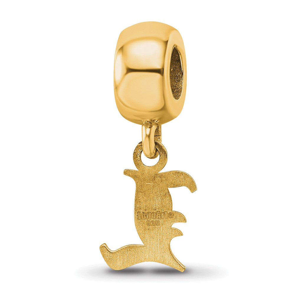 Sterling Silver Gold-plated LogoArt University of Louisville Letter L Extra Small Dangle Bead Charm
