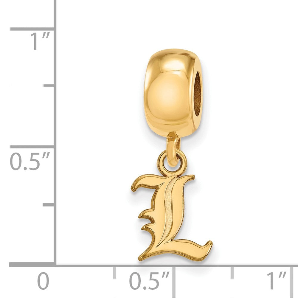 Sterling Silver Gold-plated LogoArt University of Louisville Letter L Extra Small Dangle Bead Charm