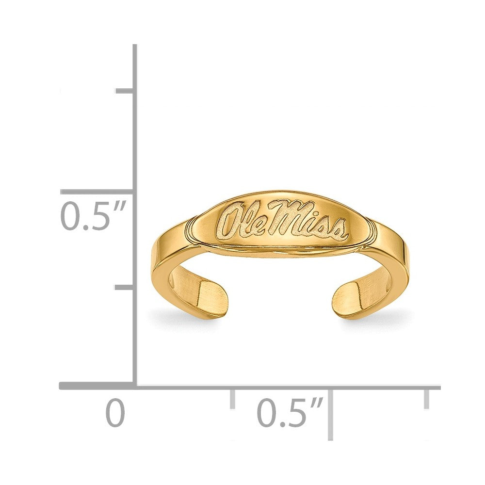 Sterling Silver Gold-plated LogoArt University of Mississippi Ole Miss Toe Ring