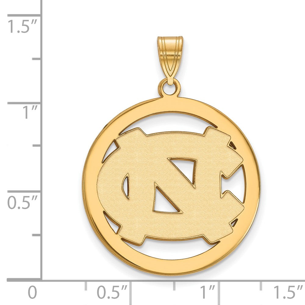 Sterling Silver Gold-plated LogoArt University of North Carolina N-C Extra Large Circle Pendant